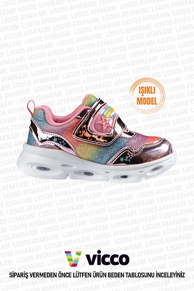 Vicco Kita Model Lighted Baby Girl and Child Pink Phylon Sneakers