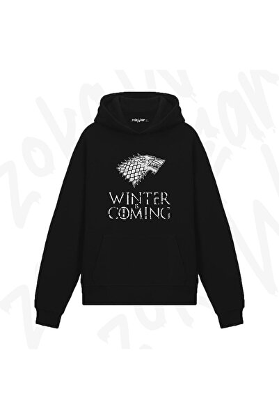 ZOKAWEAR Game Of Thrones winter Is Coming Tasarım Baskılı Kapüşonlu Sweatshirt