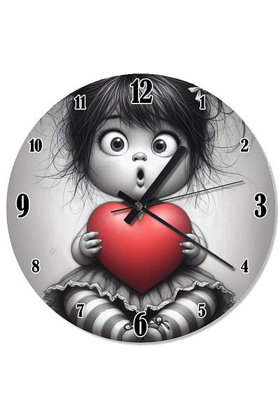 karizmart Confused Girl and Balloon Flowing Wall Clock