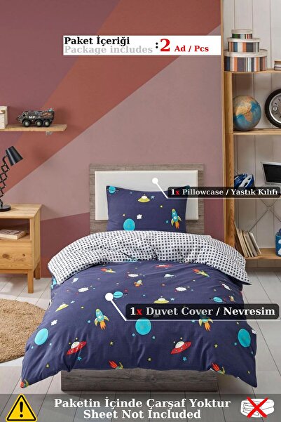 Eponj Home Junior Nevresim Seti Tek Kişilik Uzay Mavi