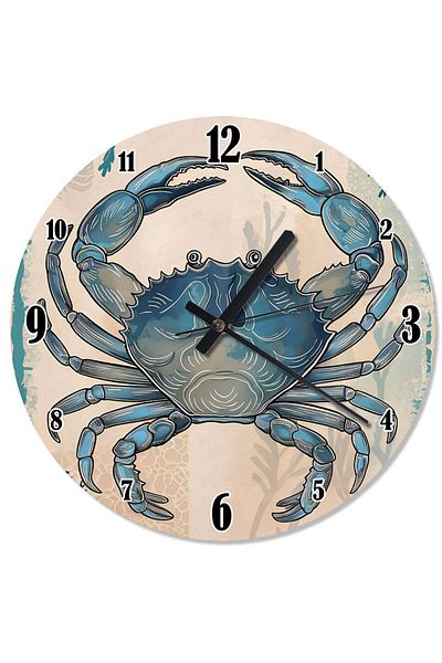 ekart Blue Crab Printed Wall Clock