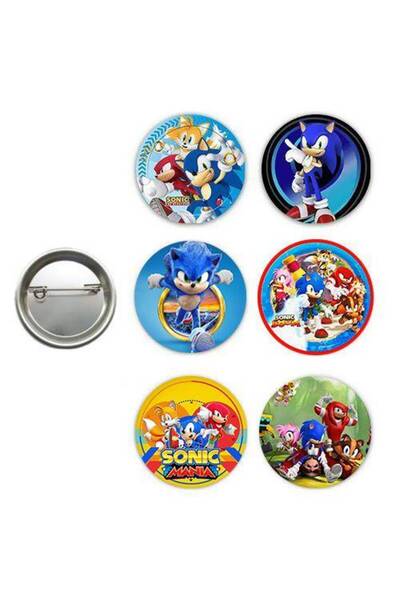 Parti Dükkanım Sonic Boom Hediyelik Parti Rozeti (6 ADET)