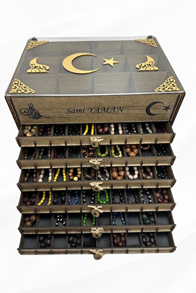 Yaman Hediyelik Kişiye Özel İsimli Tesbih ve Saat Koleksiyon Kutusu – 60 Tesb...