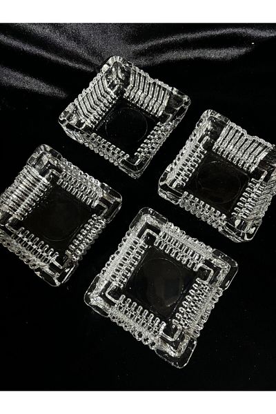 DİBA AVM Τασάκι 10x10 Τετράγωνο Μεγάλο Γυάλινο - 4 Τεμάχια