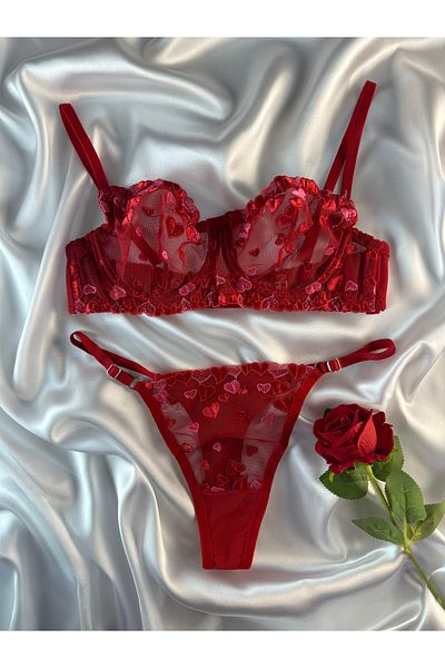 M&A Özaltın Valentine's Day Special Red Heart Bra Set (Shipping Secret)