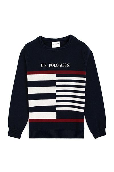 U.S. Polo Assn. BAZA. Polo Assn. Pulover cu model slim fit pentru băiat bleumarin - KARMKIDS DMLS