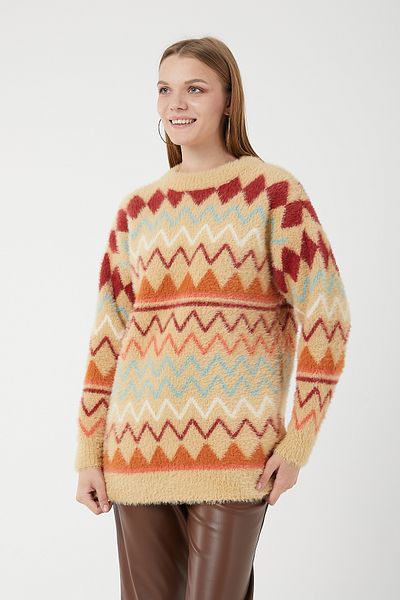 POODLE Pulover de damă din tricotaj cu model în zig-zag