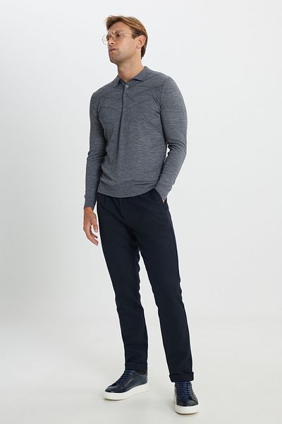 ALTINYILDIZ CLASSICS Warm Wool Standard Fit Regular Cut Polo Collar Jacquard Black Wool Knitwear