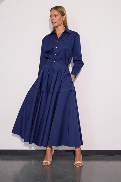 NOK İSTANBUL Navy Blue Carla Maxi Length Fluffy Skirt