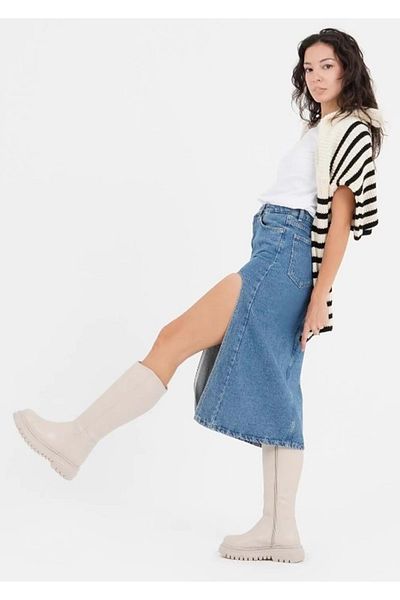Kids Club Shoes Feles Γυναικείες ελαστικές μπότες με χοντρή και ψηλή σόλα Γυναικείες μπότες ΜΠΕΖ