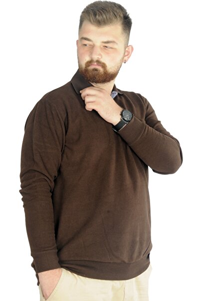 ModeXL Mode XL Μεγάλο μέγεθος Ανδρικό Sweat Polo Selanik Basic 20441 Καφές με γάλα