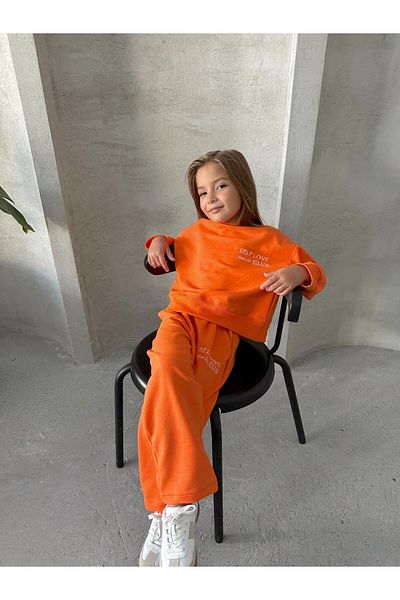 le petit sole Girl's Self Love Slogan Oversize Top and Bottom Set