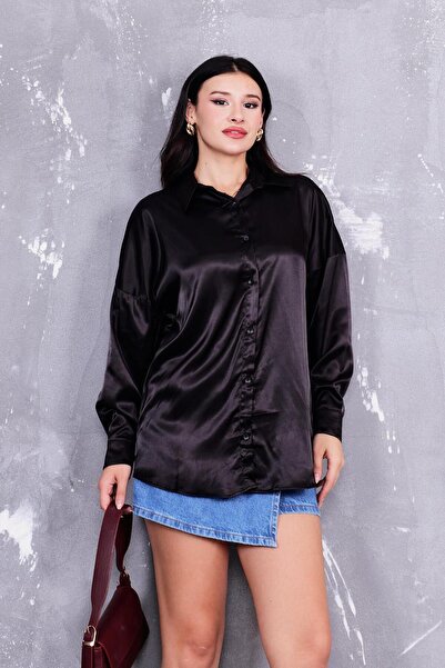 ZEYWEAR Oversize Saten Gömlek