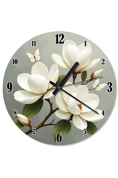 karizmart White Flowers Special Design Wall Clock