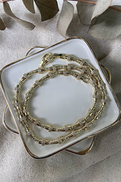 My Joyas Design 14K Altın Kaplama Full Taşlı Serenay Kolyesi