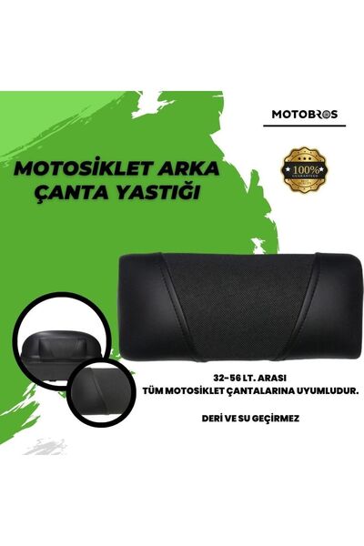 Motobros Motosiklet Çanta Sırt Dayama Yastığı Siyah Deri Arka Çanta Yastığı (...