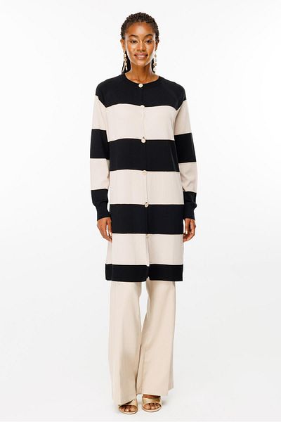 Ghisa Black Knitwear Cardigan - Stone Detailed