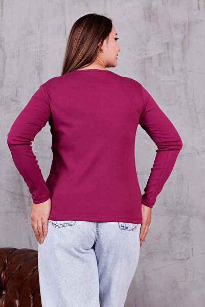 Siyezen Plus Size Blouse with Crystal Stone Detail on the Front