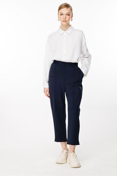 Ghisa Elastic Waist Pocket Trousers Dark Blue
