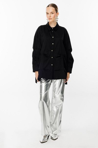 Ghisa Black Shirt Collar Tunic