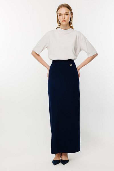 Ghisa Navy Blue Knitwear Skirt
