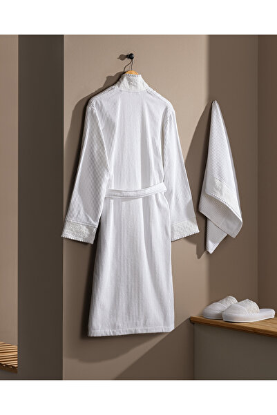 Madame Coco Cataline Women's 100% Cotton Bathrobe Set - White - Luxury Collection