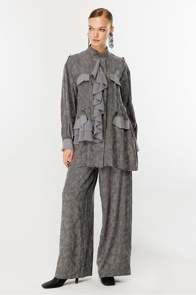 Ghisa Gray Set - Ruffle Detailed