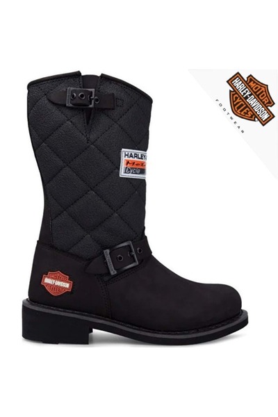 Harley Davidson 025G100071 Laconia 644 Дамски къси кожени ботуши, ЧЕРНИ, НУБУК