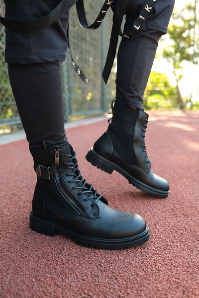 Riccon Men's Black Zippered Boots 0012134
