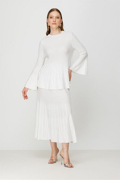 Ghisa Knitwear Set Ecru Silver