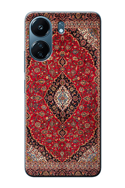 shoptocase Redmi 13C Uyumlu Şeffaf Silikon Üstüne Vintage Halı Baskılı Telefo...