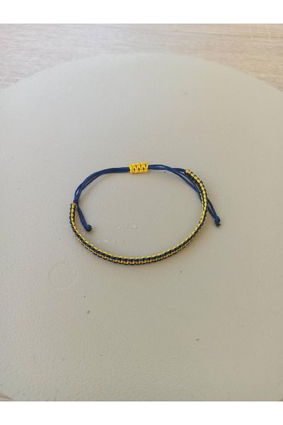TREND Yellow Navy Blue Drawstring Fan Bracelet, Gift Bracelet, Adjustable Macrame Bracelet