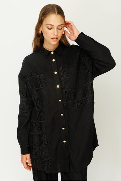 Ghisa Black Tunic and Trousers Set - Pocket Detail