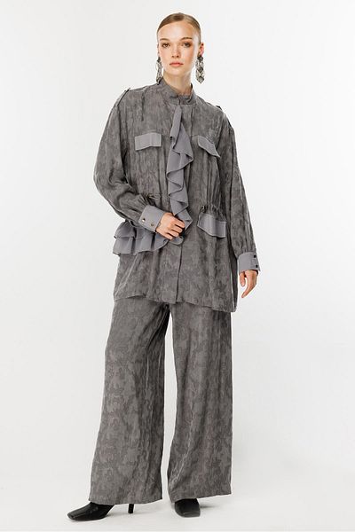 Ghisa Gray Set - Ruffle Detailed
