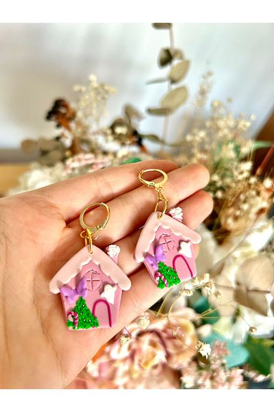 TREND Cute Halloween Ghost House Christmas Collection Polymer Earrings
