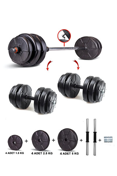 e-life 38 KG Multifonksiyonel Halter Dambıl Seti Ağırlık Fitness Seti