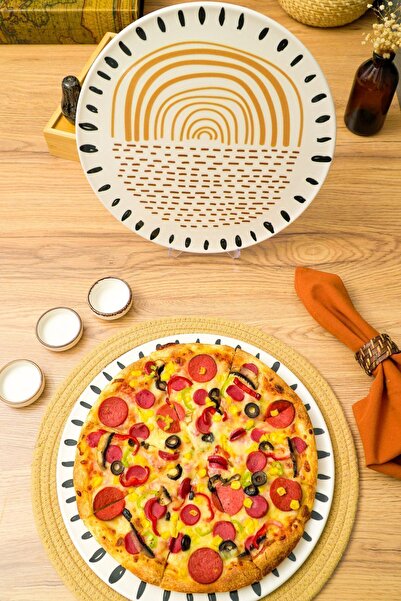Heda Porselen Yakamoz 32 cm Set of 2 Porcelain Pizza and Serving Plates