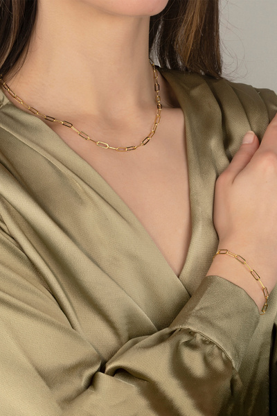 Else Silver 925 Ayar Gümüş Ataç Zincir Kolye Bileklik Kombin