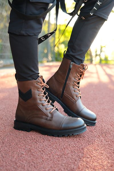 Riccon Tan Leather Men's Boots 0012347
