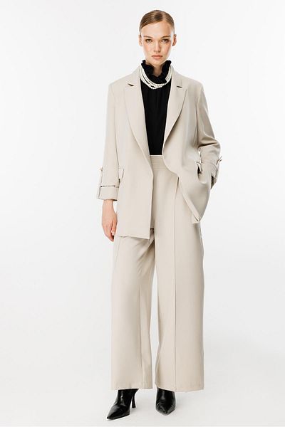 Ghisa Mono Collar Stone Colored Suit Set