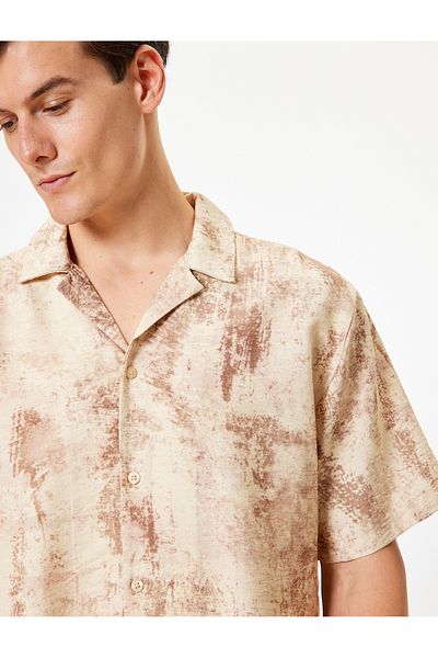 Koton Turn-Down Collar Short Sleeve Patterned Shirt