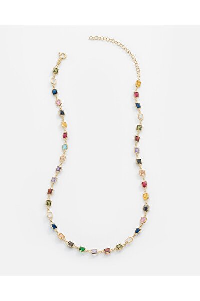 MEKS JEWELS Renkli Taşlı Gümüş Kolye