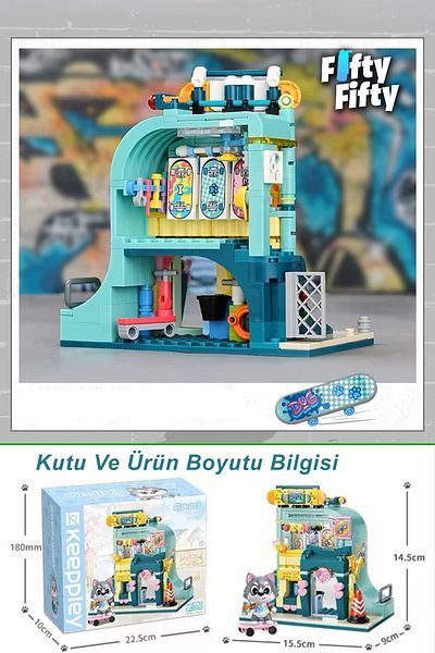 Vagonlife Cute Street Series - Skateboard Shop (343 Pieces) Toy Building Set Ffk-28009