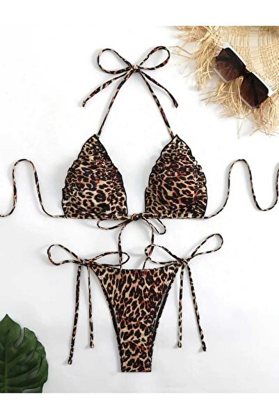 BF Bikini Fashion Σετ μπικίνι με βιολετί λεοπάρ