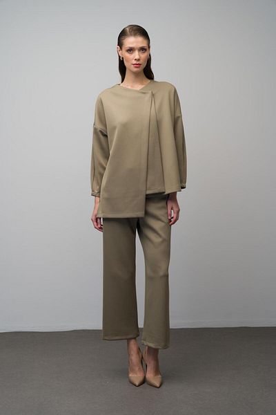 Olcay Set jachetă și pantaloni cu mânecă joasă VERDE - 9262-TK
