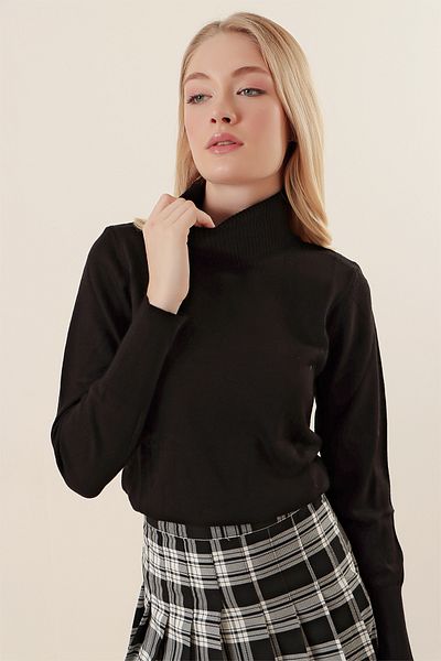 Bigdart 15747 Rollkragen-Strickpullover – Schwarz