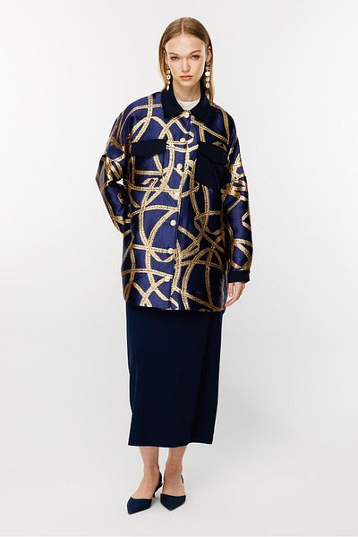 Ghisa Jacquard Jacket Dark Blue