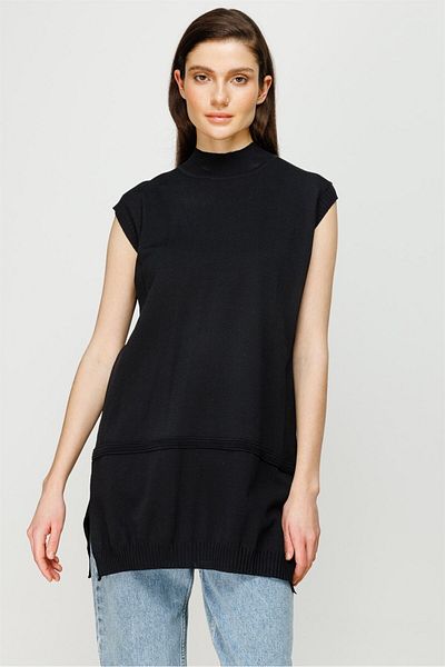 Ghisa Black Short Sleeve Knitwear Tunic