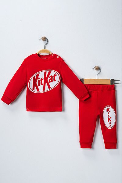 Beniizle Kitkat Printed Unisex Baby Set with Top and Bottom