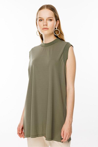Ghisa Khaki Sleeveless Tunic